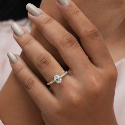 Oval Cut Diamond Solitaire Accent Ring