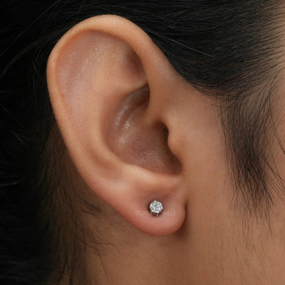 Round Lab Diamond Halo Earring