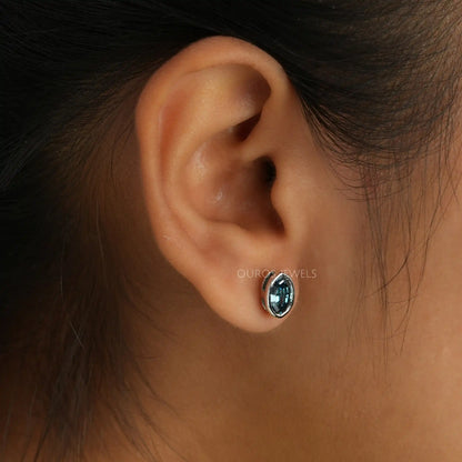 Step Cut Oval Bezel Stud