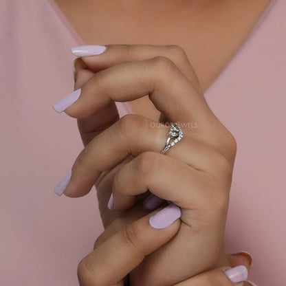 Olive Pear Diamond Dainty Ring