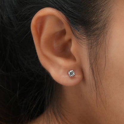 Olive Round Solitaire Stud Earring
