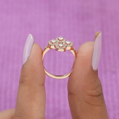 Flower Style Pear Cut Halo Diamond Ring