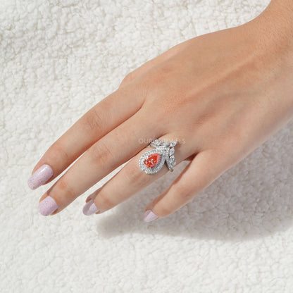 Pear Shaped Halo Bridal Engagement Ring