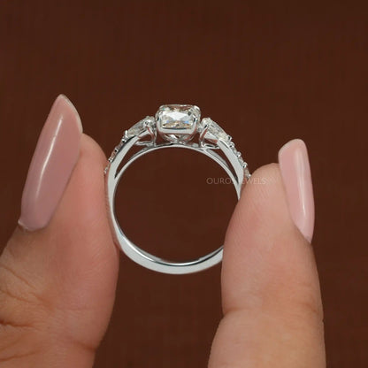 Cushion Cut Solitaire Accent Ring