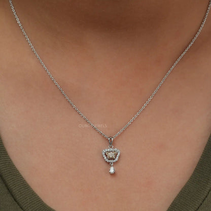 Yellow Butterfly Cut Halo Necklace