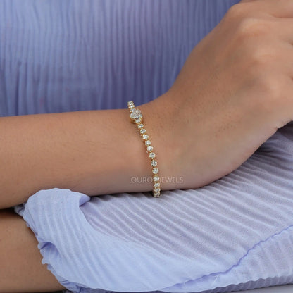 Old Heart Cut Tennis Bracelet