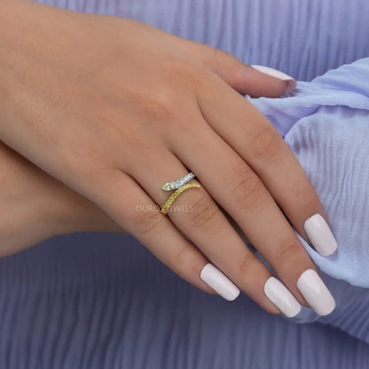 Yellow Pear & Round Cut Bypass Ring