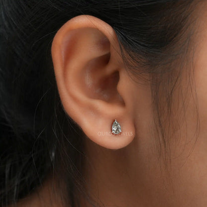 Olive Pear Cut Diamond Stud