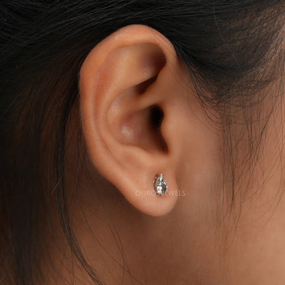 Olive Pear Cut Diamond Stud