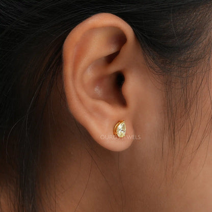 Yellow Pear Shaped Stud Earrings