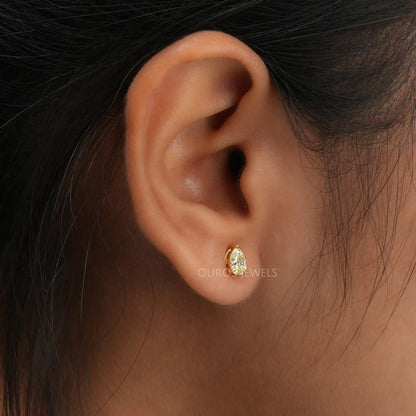 Yellow Pear Lab Diamond Stud