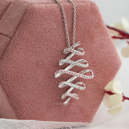 Round Lab Diamond Spiral Necklace