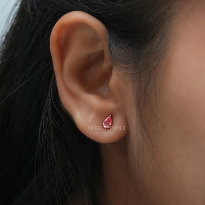 Pink Pear Shaped Stud Earrings