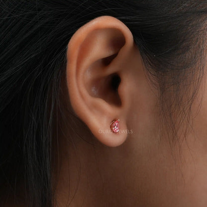 Pink Pear Shaped Stud Earrings