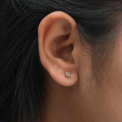 Yellow Round Diamond Stud Earrings
