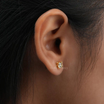 Yellow Round Cut Screw Back Earrings