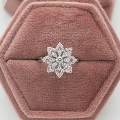 Flower Shape  Round Cluster Diamond  Ring