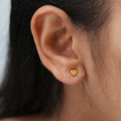Yellow Heart Lab Diamond  Stud