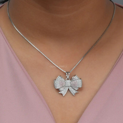 Round Cut Bow Tie Shape Necklace