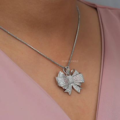 Round Cut Bow Tie Shape Necklace