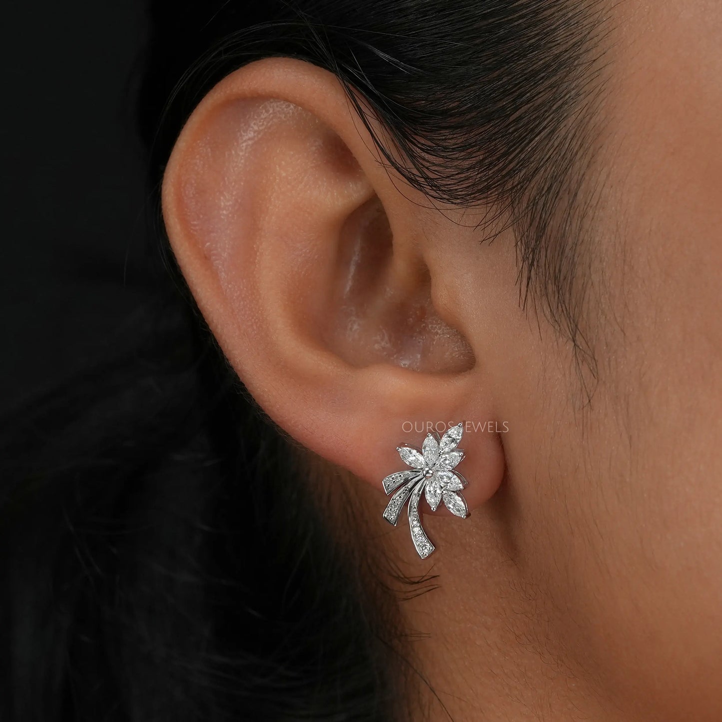 Marquise & Round Cut Cluster Earring
