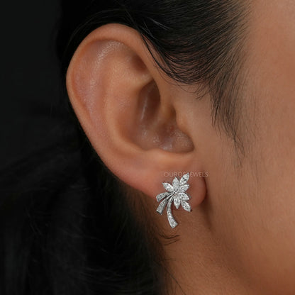 Marquise & Round Cut Cluster Earring