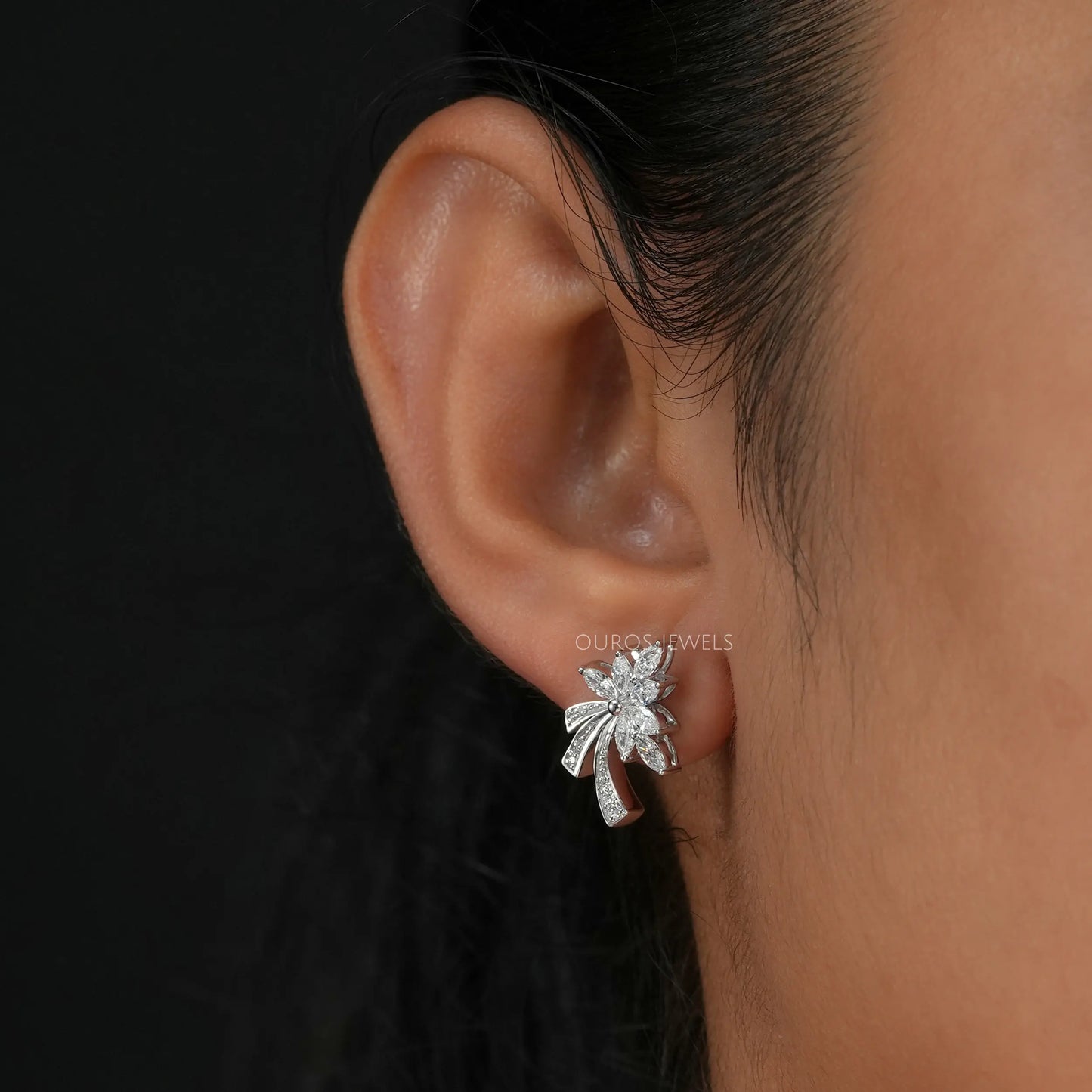 Marquise & Round Cut Cluster Earring