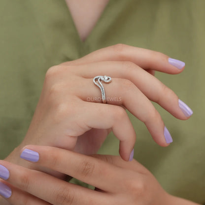 Oval Cut Curved Diamond Engagement Ring