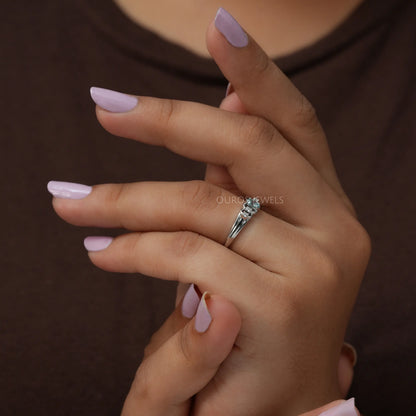 Bluish Green Oval Cut Dainty Ring