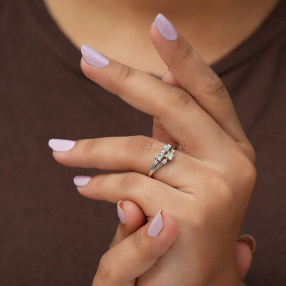 Princess And Round Cut Lab Diamond Cluster Ring