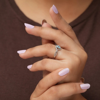 Bluish Green Pear Infinity Ring