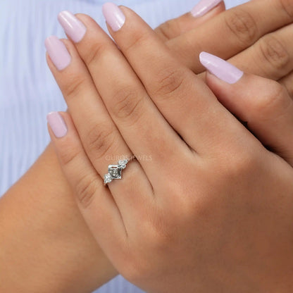 Olive Princess Cut Cluster Diamond Ring
