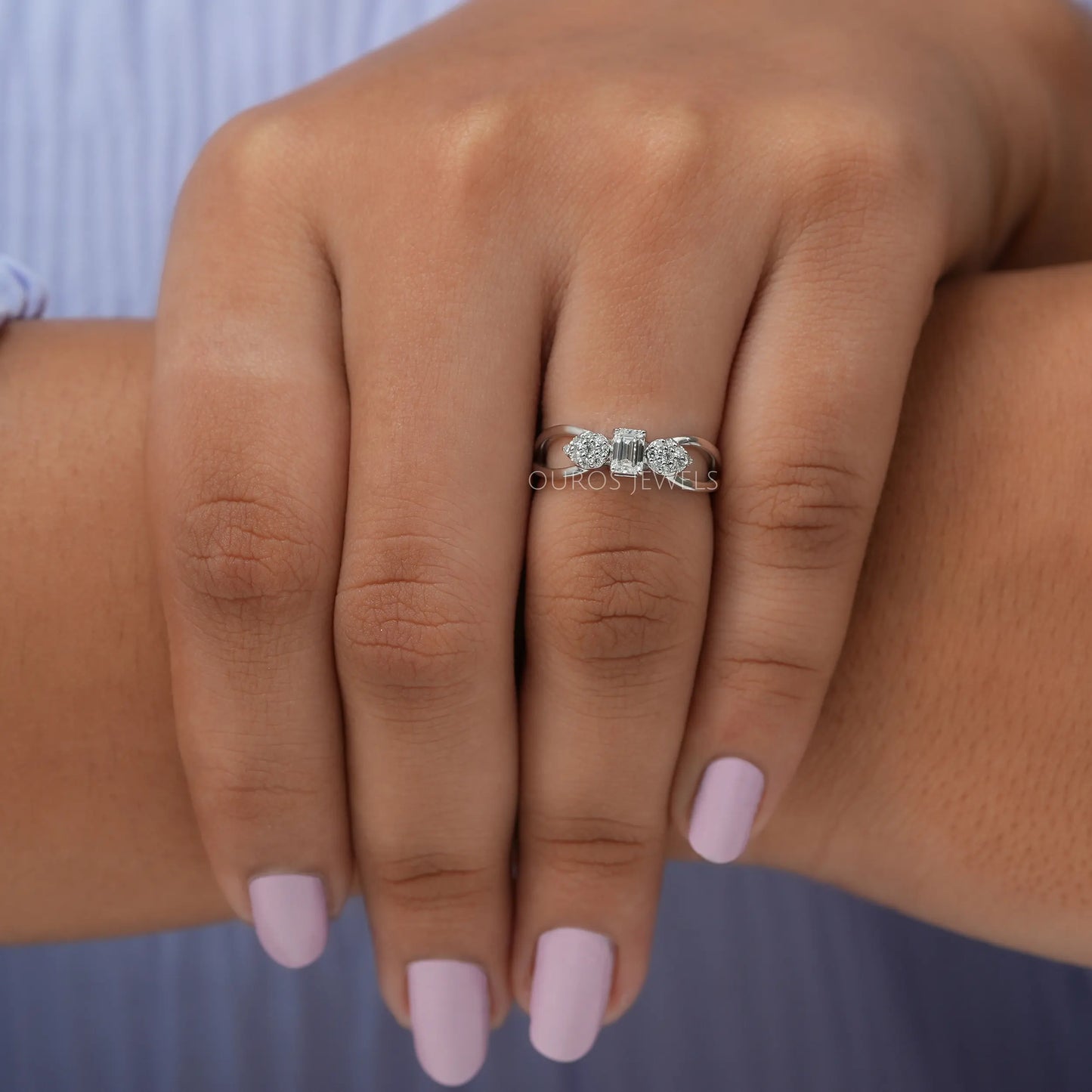 Emerald Cut Lab Diamond  Dainty Ring