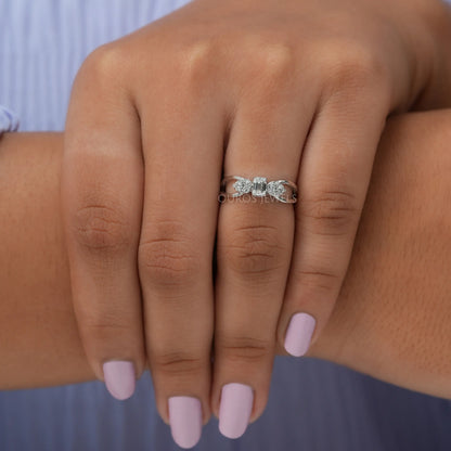 Emerald Cut Lab Diamond  Dainty Ring