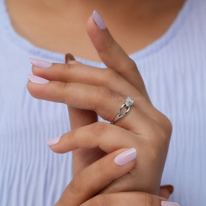 Emerald Cut Lab Diamond  Dainty Ring