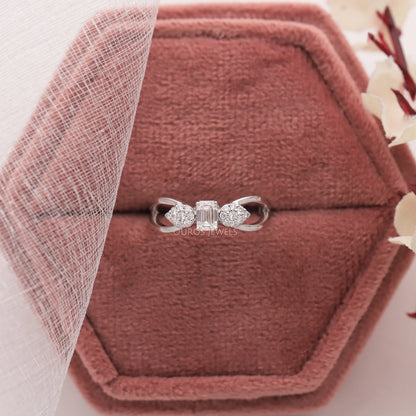 Emerald Cut Lab Diamond  Dainty Ring