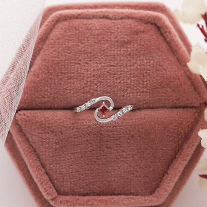 Red Princess Lab Diamond Bypass Ring