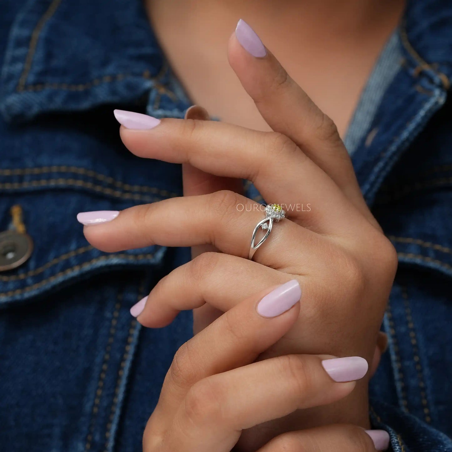 Yellow Round Diamond Halo Ring