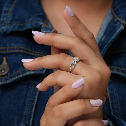 Yellow Round Diamond Halo Ring
