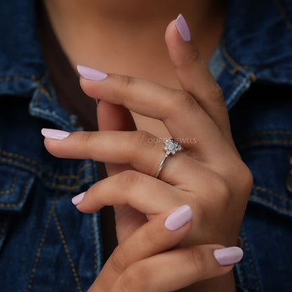 Red Oval Diamond Floral Ring