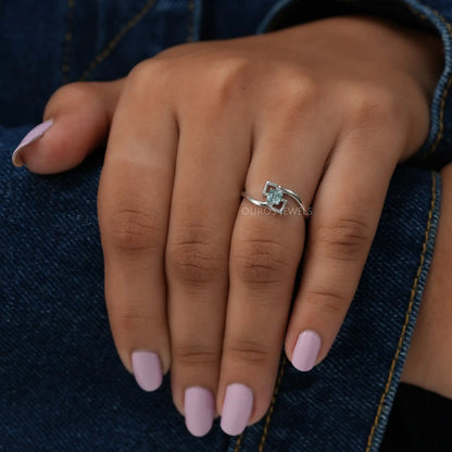 Green Asscher Lab-Diamond Solitaire Ring