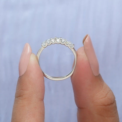 Emerald Diamond Half Eternity Band