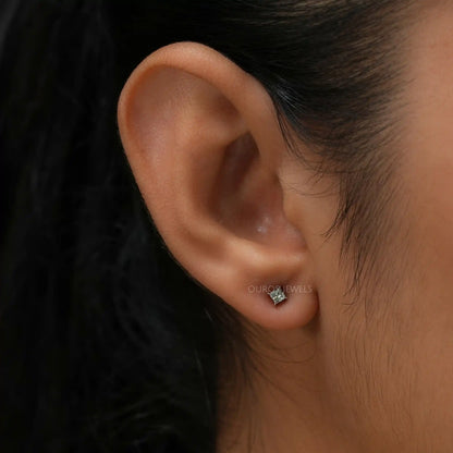 Green Princess Diamond Stud Earrings