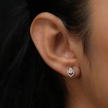 Yellow Pear Cut Cluster Earrings