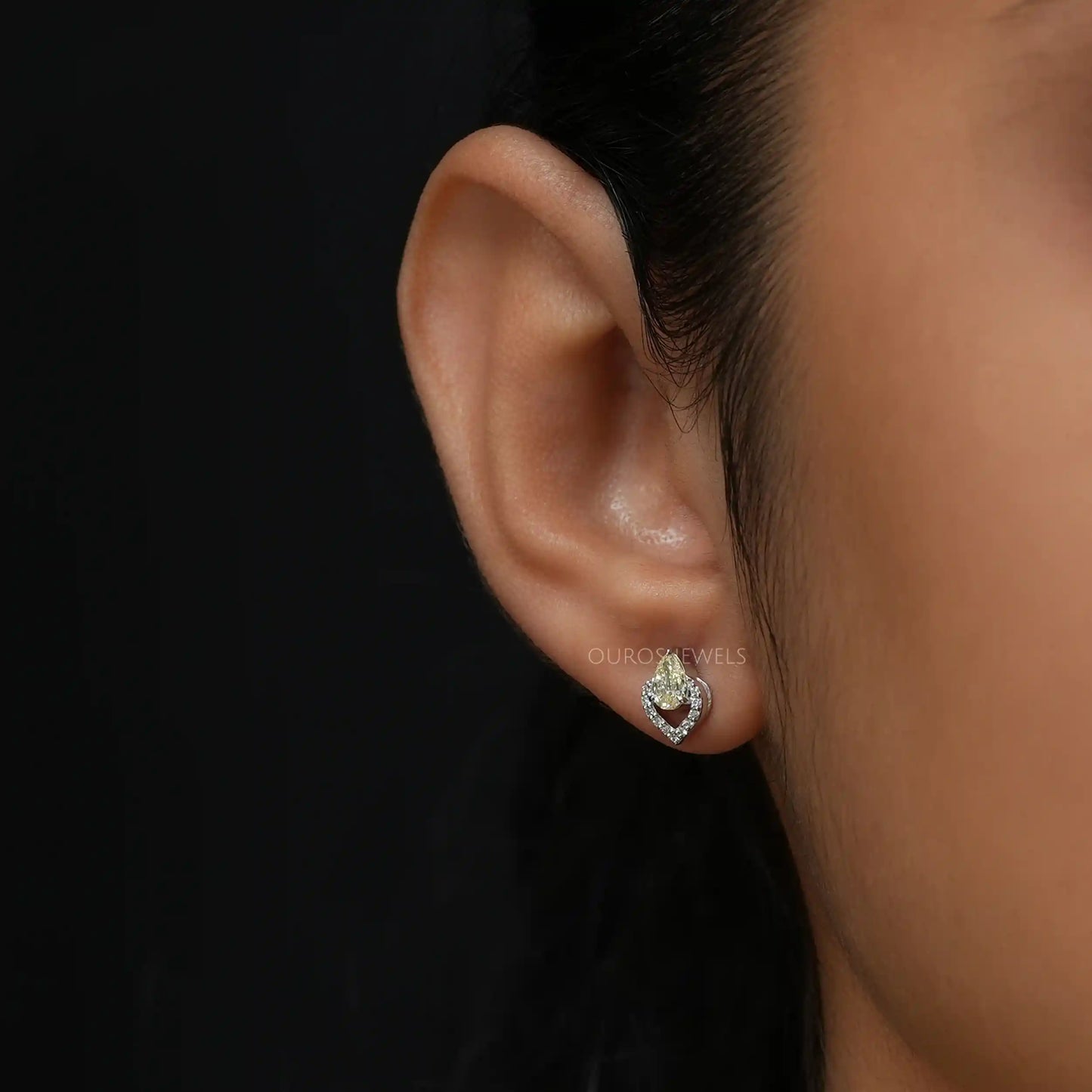 Yellow Pear Cut Cluster Earrings