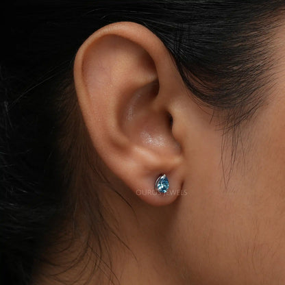 Blue Pear Lab Diamond Earrings