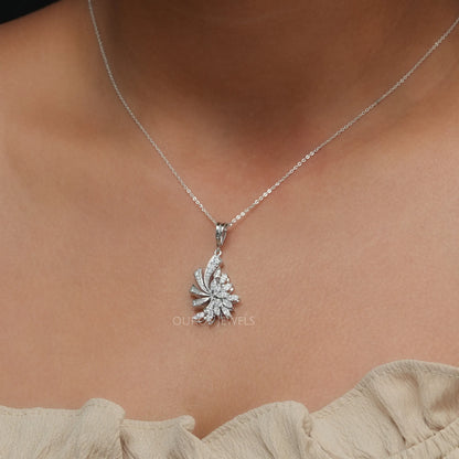 Marquise & Round Cut Cluster Necklace