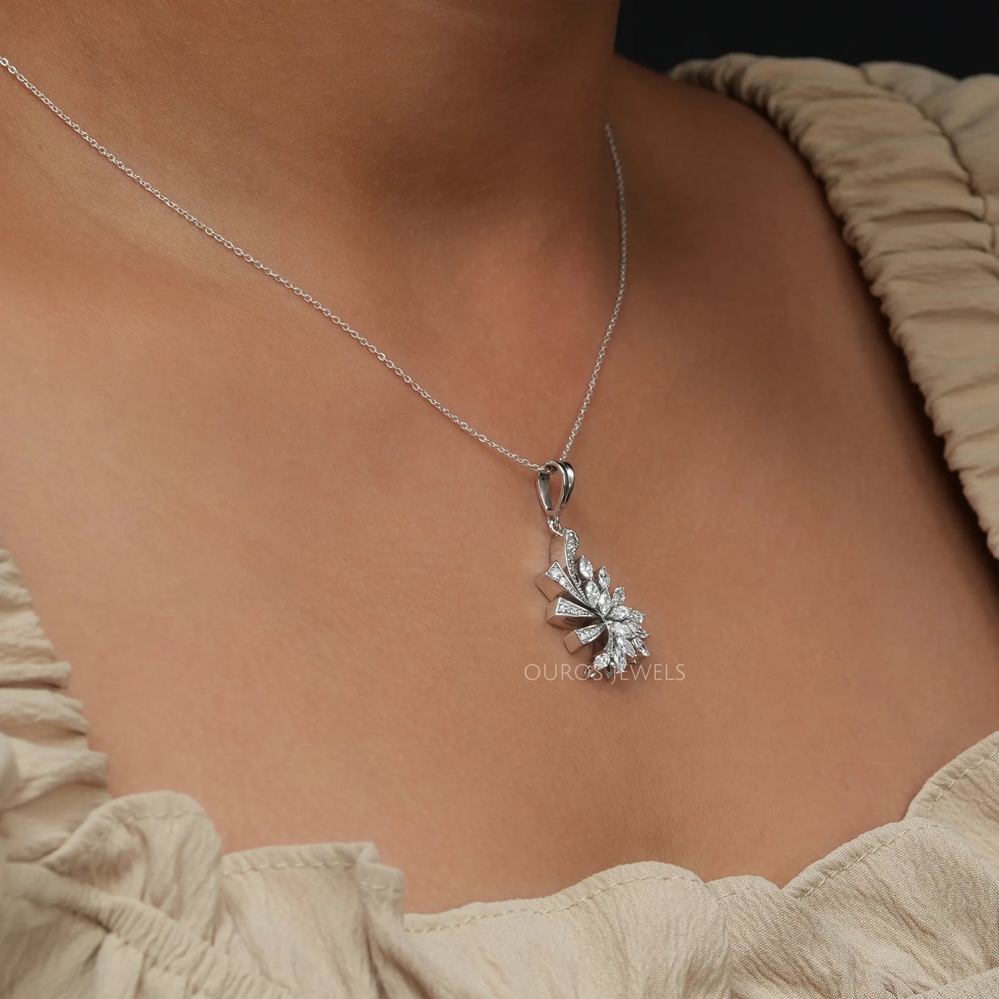 Marquise & Round Cut Cluster Necklace