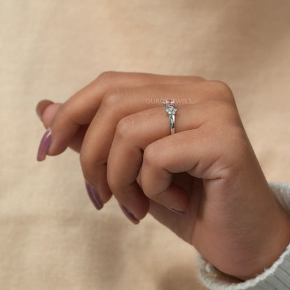 Pink Asscher Cut Cluster Diamond Ring
