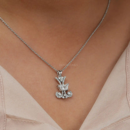 Butterfly Cut Diamond Cluster Necklace